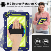 For Huawei MatePad SE 10.4 360 Degree Rotation PC Contrast Silicone Tablet Case(Navy Blue + Yellow Green)
