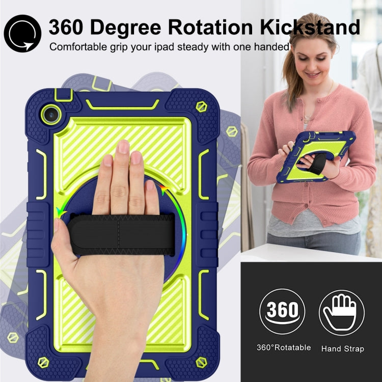 For Huawei MatePad SE 10.4 360 Degree Rotation PC Contrast Silicone Tablet Case(Navy Blue + Yellow Green)