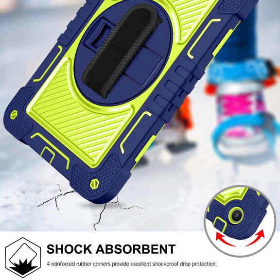 For Huawei MatePad SE 10.4 360 Degree Rotation PC Contrast Silicone Tablet Case(Navy Blue + Yellow Green)