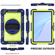For Huawei MatePad SE 10.4 360 Degree Rotation PC Contrast Silicone Tablet Case(Navy Blue + Yellow Green)