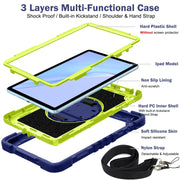 For Huawei MatePad SE 10.4 360 Degree Rotation PC Contrast Silicone Tablet Case(Navy Blue + Yellow Green)
