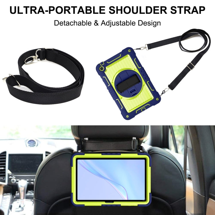 For Huawei MatePad SE 10.4 360 Degree Rotation PC Contrast Silicone Tablet Case(Navy Blue + Yellow Green)