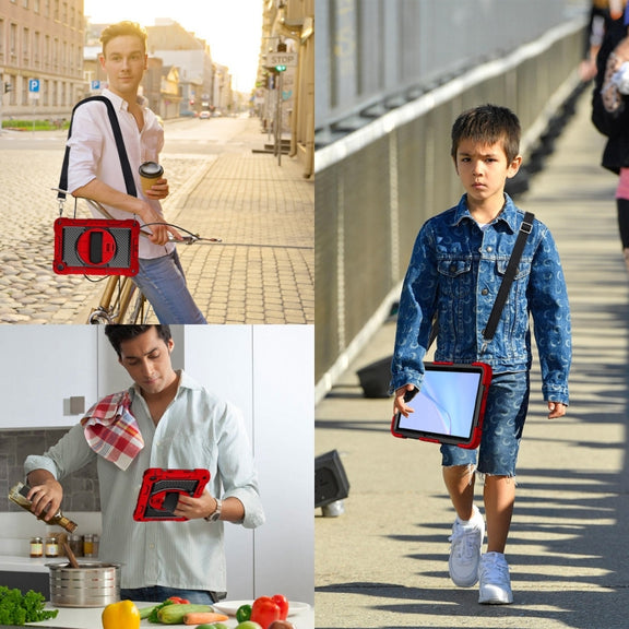 For Huawei MatePad SE 10.4 360 Degree Rotation PC Contrast Silicone Tablet Case(Red + Black)