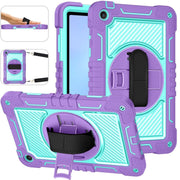 For Huawei MatePad SE 10.4 360 Degree Rotation PC Contrast Silicone Tablet Case(Purple + Mint Green)