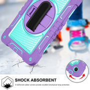 For Huawei MatePad SE 10.4 360 Degree Rotation PC Contrast Silicone Tablet Case(Purple + Mint Green)
