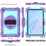 For Huawei MatePad SE 10.4 360 Degree Rotation PC Contrast Silicone Tablet Case(Purple + Mint Green)