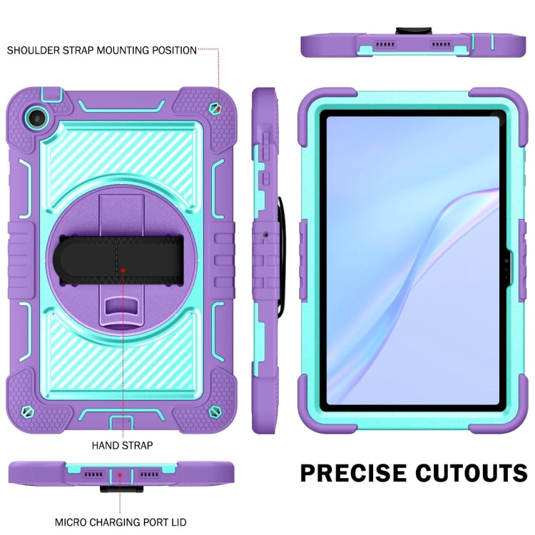 For Huawei MatePad SE 10.4 360 Degree Rotation PC Contrast Silicone Tablet Case(Purple + Mint Green)