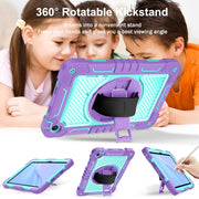 For Huawei MatePad SE 10.4 360 Degree Rotation PC Contrast Silicone Tablet Case(Purple + Mint Green)