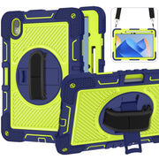 For Huawei MatePad 11 2023 360 Degree Rotation PC Contrast Silicone Tablet Case(Navy Blue + Yellow Green)