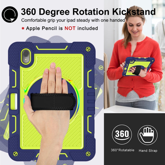 For Huawei MatePad 11 2023 360 Degree Rotation PC Contrast Silicone Tablet Case(Navy Blue + Yellow Green)
