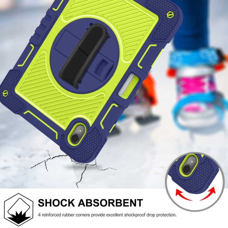 For Huawei MatePad 11 2023 360 Degree Rotation PC Contrast Silicone Tablet Case(Navy Blue + Yellow Green)