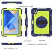 For Huawei MatePad 11 2023 360 Degree Rotation PC Contrast Silicone Tablet Case(Navy Blue + Yellow Green)
