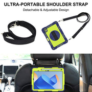 For Huawei MatePad 11 2023 360 Degree Rotation PC Contrast Silicone Tablet Case(Navy Blue + Yellow Green)