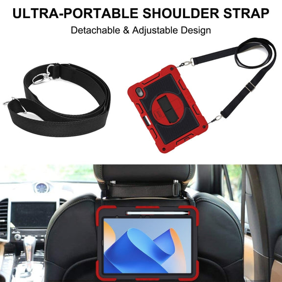 For Huawei MatePad 11 2023 360 Degree Rotation PC Contrast Silicone Tablet Case(Red + Black)