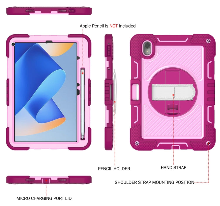 For Huawei MatePad 11 2023 360 Degree Rotation PC Contrast Silicone Tablet Case(Rose Red + Pink) - Huawei by PMC TechLife | Online Shopping South Africa | PMC TechLife | Buy Now Pay Later Mobicred