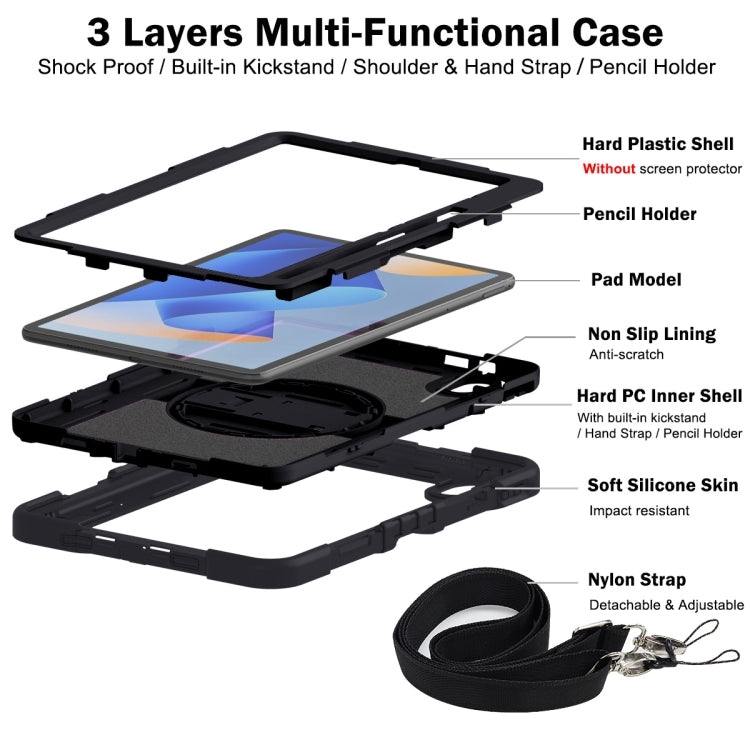 For Huawei MatePad 11 2023 360 Degree Rotation PC Contrast Silicone Tablet Case(Black) - free shipping - PMC TechLife - Order now!