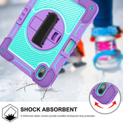 For Huawei MatePad 11 2023 360 Degree Rotation PC Contrast Silicone Tablet Case(Purple + Mint Green)