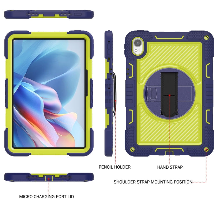 For Huawei MatePad 11.5 2023 360 Degree Rotation PC Contrast Silicone Tablet Case(Navy Blue + Yellow Green)
