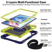For Huawei MatePad 11.5 2023 360 Degree Rotation PC Contrast Silicone Tablet Case(Navy Blue + Yellow Green)