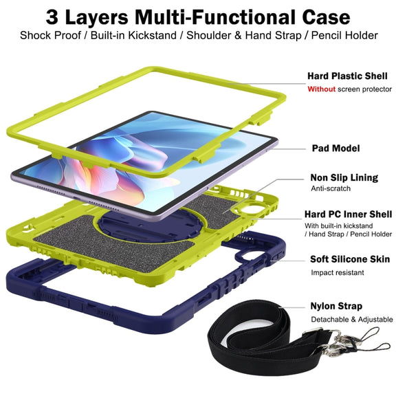 For Huawei MatePad 11.5 2023 360 Degree Rotation PC Contrast Silicone Tablet Case(Navy Blue + Yellow Green)