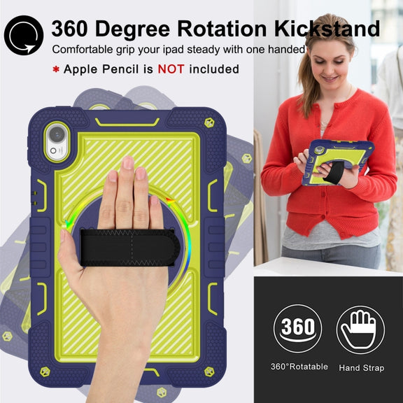 For Huawei MatePad 11.5 2023 360 Degree Rotation PC Contrast Silicone Tablet Case(Navy Blue + Yellow Green)