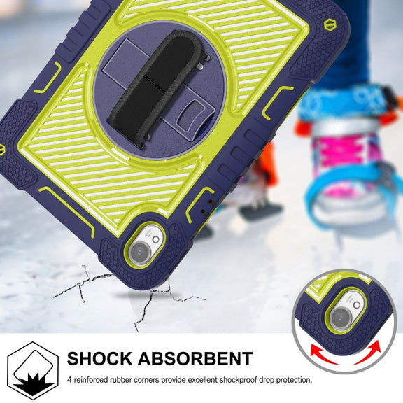 For Huawei MatePad 11.5 2023 360 Degree Rotation PC Contrast Silicone Tablet Case(Navy Blue + Yellow Green)