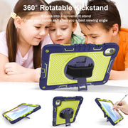 For Huawei MatePad 11.5 2023 360 Degree Rotation PC Contrast Silicone Tablet Case(Navy Blue + Yellow Green)