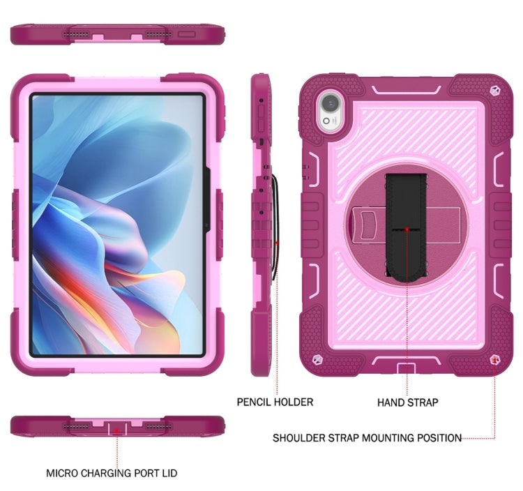 For Huawei MatePad 11.5 2023 360 Degree Rotation PC Contrast Silicone Tablet Case(Rose Red + Pink) - Huawei by PMC TechLife | Online Shopping South Africa | PMC TechLife | Buy Now Pay Later Mobicred