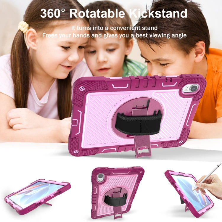 For Huawei MatePad 11.5 2023 360 Degree Rotation PC Contrast Silicone Tablet Case(Rose Red + Pink)
