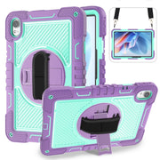 For Huawei MatePad 11.5 2023 360 Degree Rotation PC Contrast Silicone Tablet Case(Purple + Mint Green)