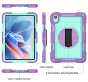 For Huawei MatePad 11.5 2023 360 Degree Rotation PC Contrast Silicone Tablet Case(Purple + Mint Green)