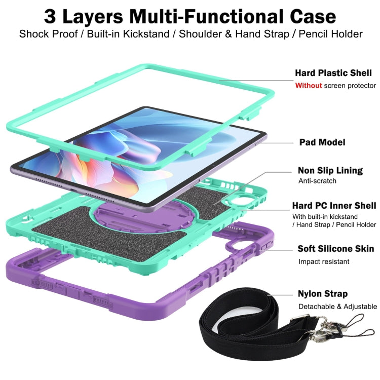 For Huawei MatePad 11.5 2023 360 Degree Rotation PC Contrast Silicone Tablet Case(Purple + Mint Green)