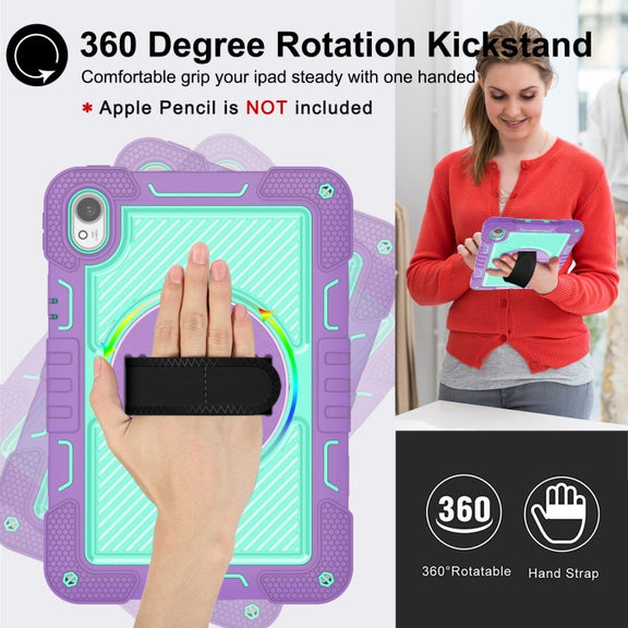 For Huawei MatePad 11.5 2023 360 Degree Rotation PC Contrast Silicone Tablet Case(Purple + Mint Green)