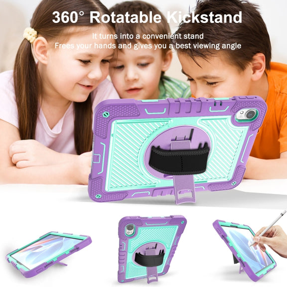 For Huawei MatePad 11.5 2023 360 Degree Rotation PC Contrast Silicone Tablet Case(Purple + Mint Green)