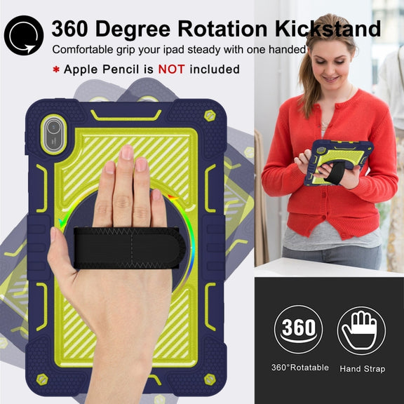 For Huawei MatePad SE 11 360 Degree Rotation PC Contrast Silicone Tablet Case(Navy Blue + Yellow Green)