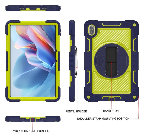 For Huawei MatePad SE 11 360 Degree Rotation PC Contrast Silicone Tablet Case(Navy Blue + Yellow Green)