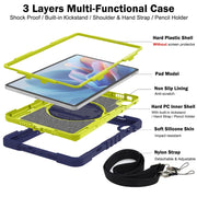 For Huawei MatePad SE 11 360 Degree Rotation PC Contrast Silicone Tablet Case(Navy Blue + Yellow Green)