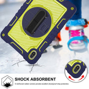 For Huawei MatePad SE 11 360 Degree Rotation PC Contrast Silicone Tablet Case(Navy Blue + Yellow Green)