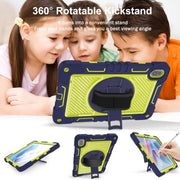 For Huawei MatePad SE 11 360 Degree Rotation PC Contrast Silicone Tablet Case(Navy Blue + Yellow Green)