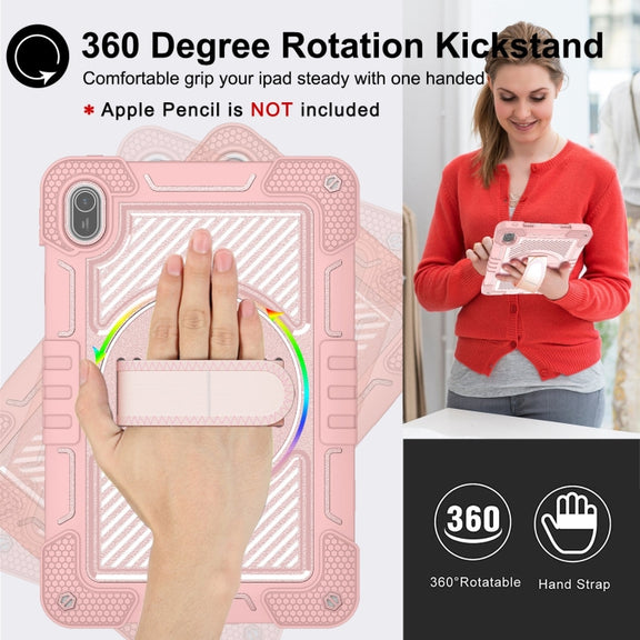 For Huawei MatePad SE 11 360 Degree Rotation PC Contrast Silicone Tablet Case(Rose Gold)