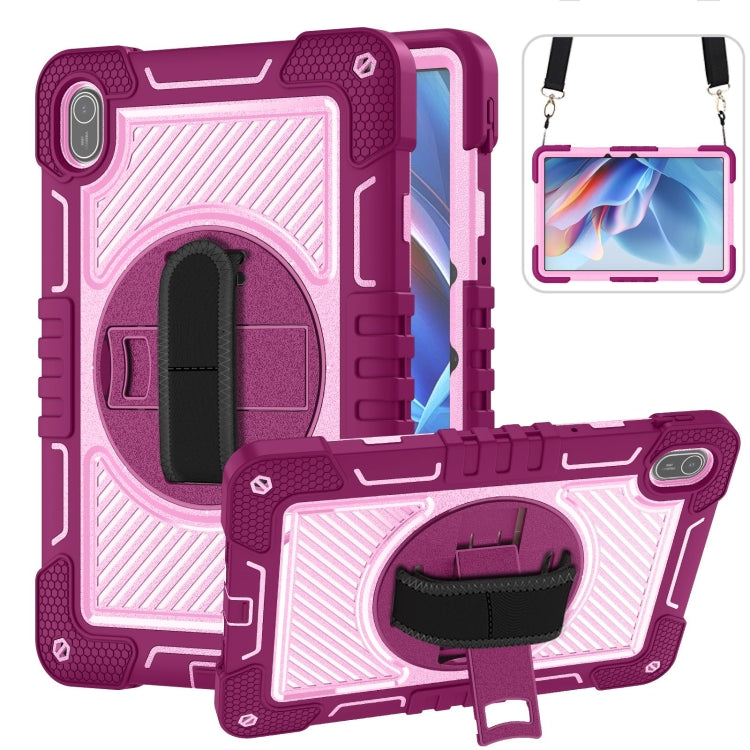 For Huawei MatePad SE 11 360 Degree Rotation PC Contrast Silicone Tablet Case(Rose Red + Pink) - Huawei by PMC TechLife | Online Shopping South Africa | PMC TechLife | Buy Now Pay Later Mobicred