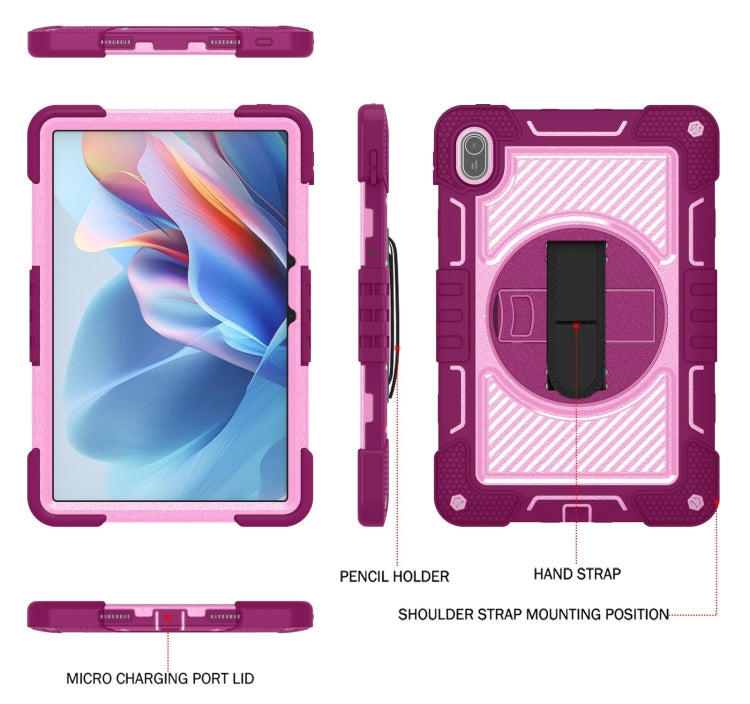For Huawei MatePad SE 11 360 Degree Rotation PC Contrast Silicone Tablet Case(Rose Red + Pink) - Huawei by PMC TechLife | Online Shopping South Africa | PMC TechLife | Buy Now Pay Later Mobicred