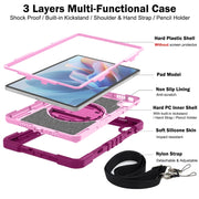 For Huawei MatePad SE 11 360 Degree Rotation PC Contrast Silicone Tablet Case(Rose Red + Pink)