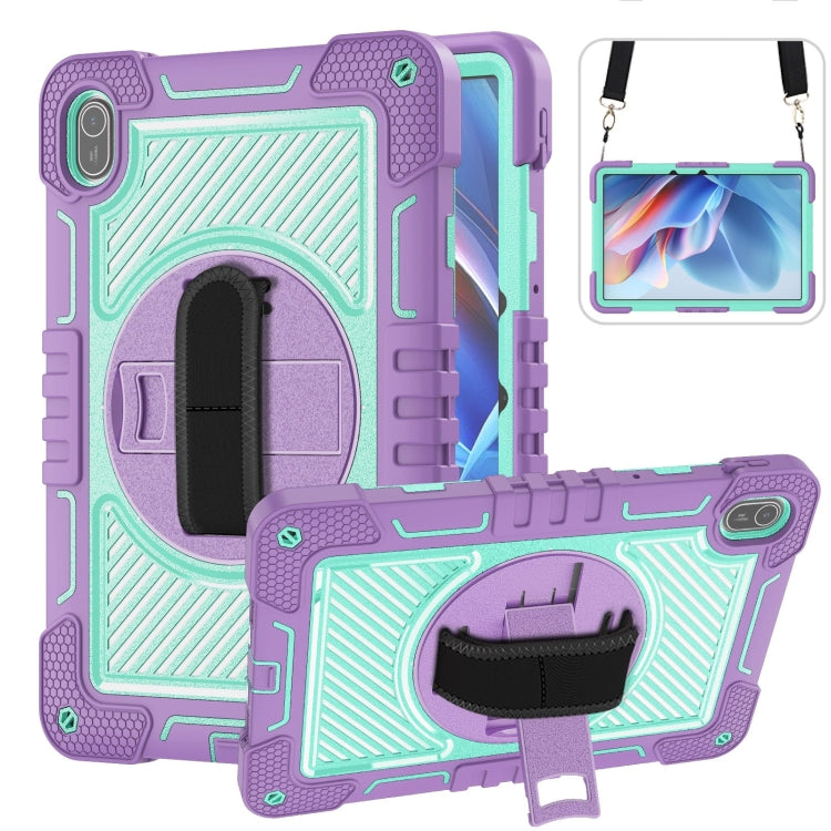 For Huawei MatePad SE 11 360 Degree Rotation PC Contrast Silicone Tablet Case(Purple + Mint Green) - Huawei by PMC TechLife | Online Shopping South Africa | PMC TechLife | Buy Now Pay Later Mobicred