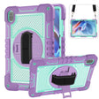 For Huawei MatePad SE 11 360 Degree Rotation PC Contrast Silicone Tablet Case(Purple + Mint Green) - Huawei by PMC TechLife | Online Shopping South Africa | PMC TechLife | Buy Now Pay Later Mobicred