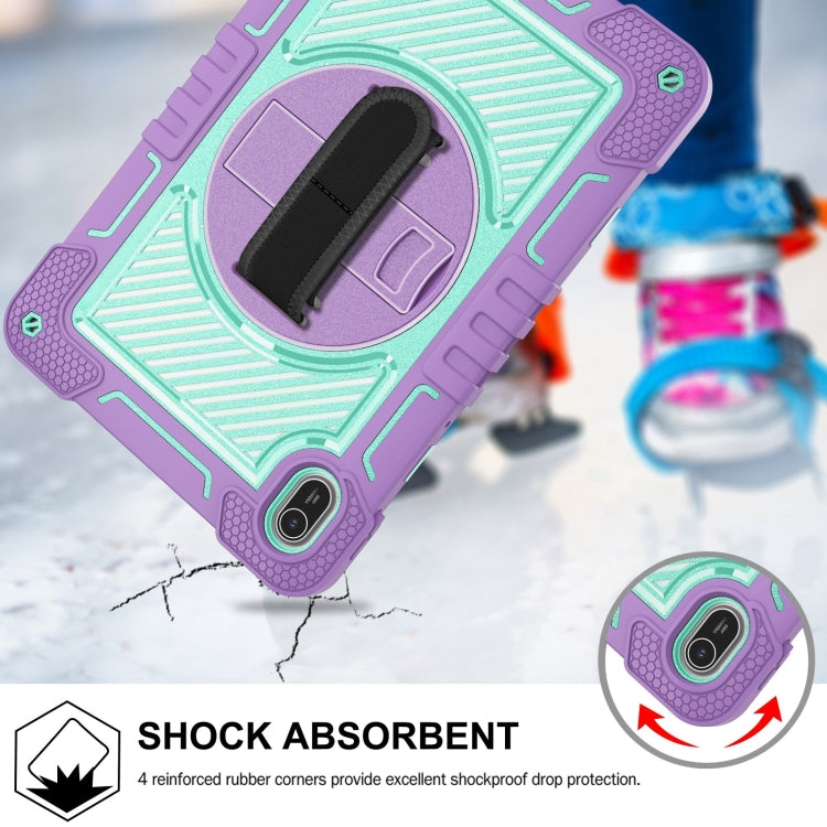For Huawei MatePad SE 11 360 Degree Rotation PC Contrast Silicone Tablet Case(Purple + Mint Green)