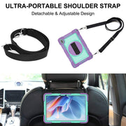 For Huawei MatePad SE 11 360 Degree Rotation PC Contrast Silicone Tablet Case(Purple + Mint Green)
