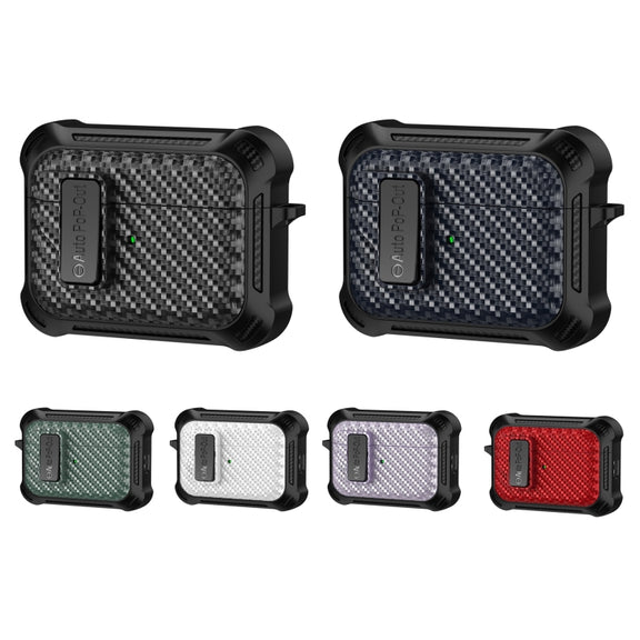 For AirPods Pro Alpha Carbon Fiber Wireless Bluetooth Earphone Protective Case(Green)