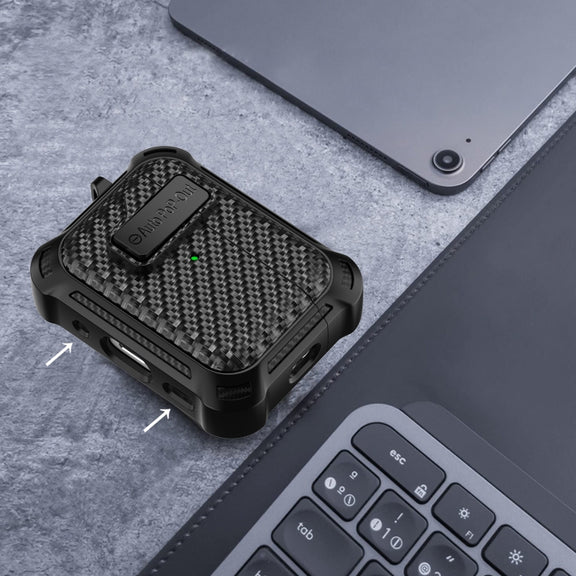 For AirPods Pro Alpha Carbon Fiber Wireless Bluetooth Earphone Protective Case(Black)