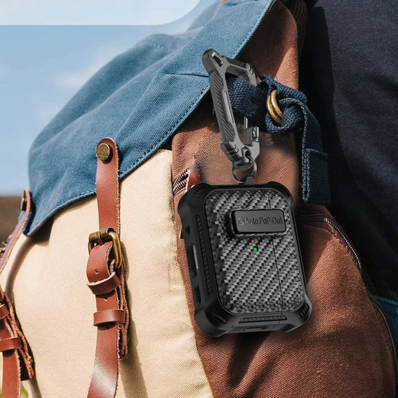 For AirPods Pro 2 Alpha Carbon Fiber Wireless Bluetooth Earphone Protective Case(Red)